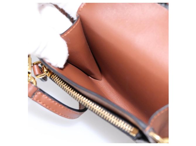 BURBERRY TB Monogram Portamonete Borsa a Tracolla PVC Brown Gold Auth 196826V Marrone D'oro - vista 19