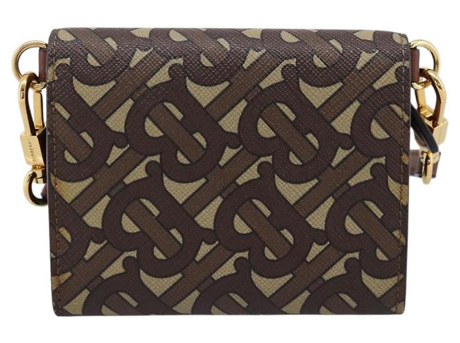 BURBERRY TB Monogram Portamonete Borsa a Tracolla PVC Brown Gold Auth 196826V Marrone D'oro - vista 2