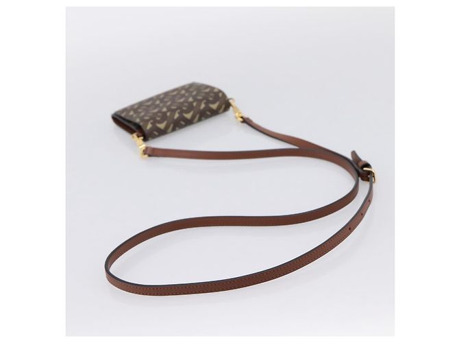 BURBERRY TB Monogram Portamonete Borsa a Tracolla PVC Brown Gold Auth 196826V Marrone D'oro - vista 7
