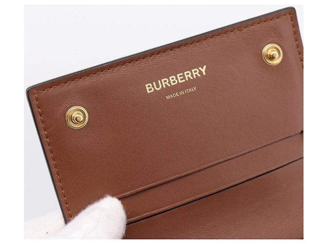 BURBERRY TB Monogram Portamonete Borsa a Tracolla PVC Brown Gold Auth 196826V Marrone D'oro - vista 9