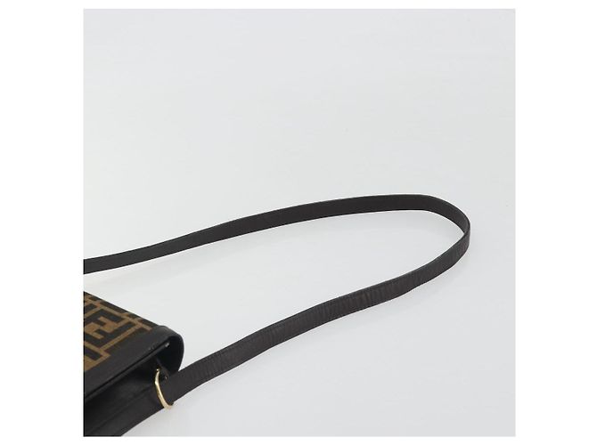 Borsa a tracolla FENDI Zucca Canvas Marrone Tono Oro Auth gh2256 - vista 14