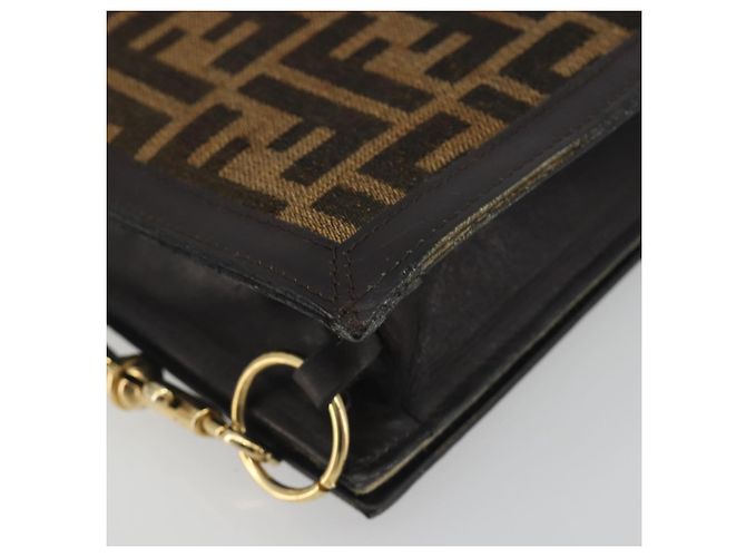 Borsa a tracolla FENDI Zucca Canvas Marrone Tono Oro Auth gh2256 - vista 15