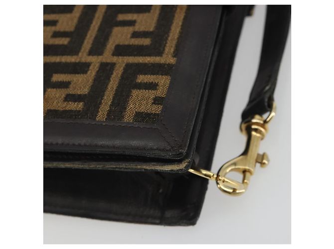 Borsa a tracolla FENDI Zucca Canvas Marrone Tono Oro Auth gh2256 - vista 16