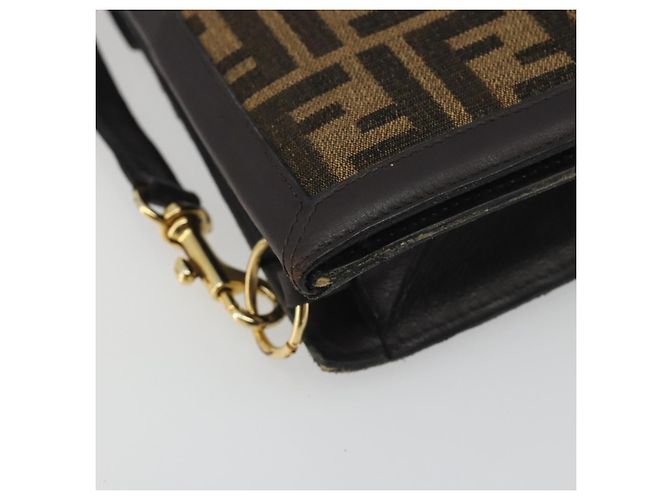 Borsa a tracolla FENDI Zucca Canvas Marrone Tono Oro Auth gh2256 - vista 17