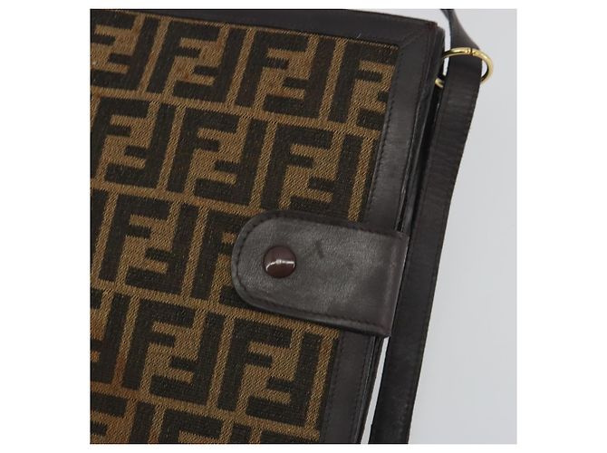 Borsa a tracolla FENDI Zucca Canvas Marrone Tono Oro Auth gh2256 - vista 18