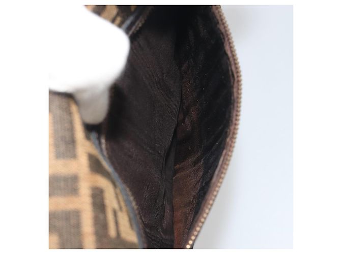 Borsa a tracolla FENDI Zucca Canvas Marrone Tono Oro Auth gh2256 - vista 21