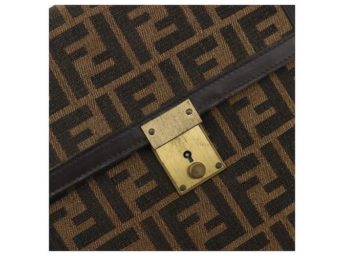 Borsa a tracolla FENDI Zucca Canvas Marrone Tono Oro Auth gh2256 - vista 22