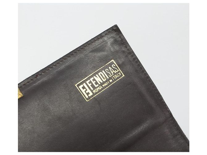 Borsa a tracolla FENDI Zucca Canvas Marrone Tono Oro Auth gh2256 - vista 23
