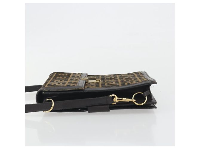 Borsa a tracolla FENDI Zucca Canvas Marrone Tono Oro Auth gh2256 - vista 4