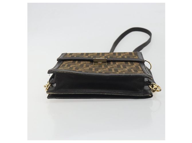 Borsa a tracolla FENDI Zucca Canvas Marrone Tono Oro Auth gh2256 - vista 5