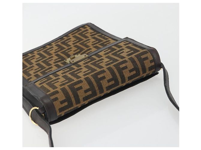 Borsa a tracolla FENDI Zucca Canvas Marrone Tono Oro Auth gh2256 - vista 6