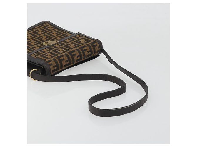 Borsa a tracolla FENDI Zucca Canvas Marrone Tono Oro Auth gh2256 - vista 7