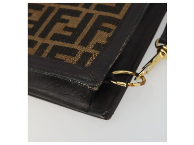 Borsa a tracolla FENDI Zucca Canvas Marrone Tono Oro Auth gh2256 - vista 8