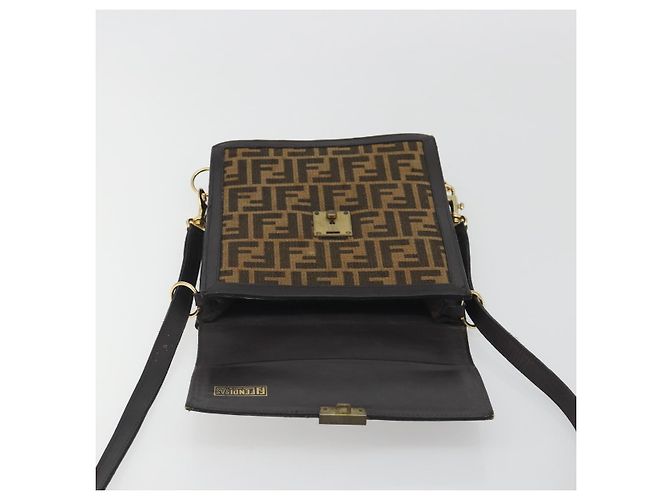 Borsa a tracolla FENDI Zucca Canvas Marrone Tono Oro Auth gh2256 - vista 9