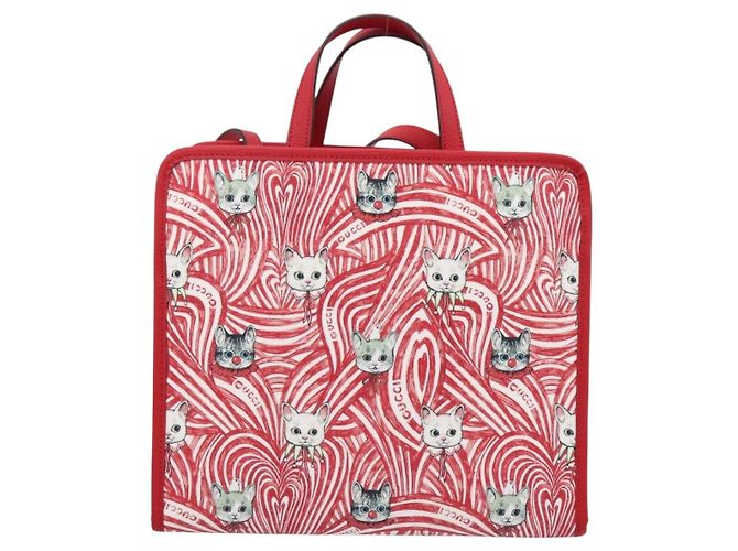 Borsa GUCCI x Higuchi Yuuko PVC 2way Rossa 630542 Auth 196451M Rosso - vista 13