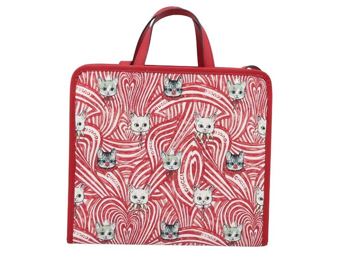 Borsa GUCCI x Higuchi Yuuko PVC 2way Rossa 630542 Auth 196451M Rosso - vista 2