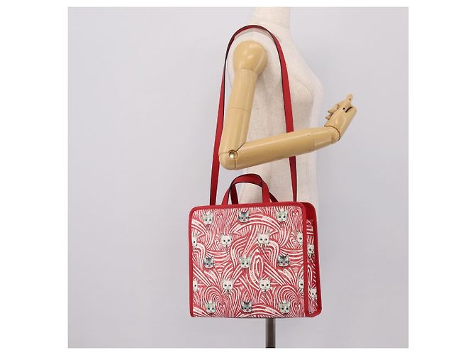 Borsa GUCCI x Higuchi Yuuko PVC 2way Rossa 630542 Auth 196451M Rosso - vista 24