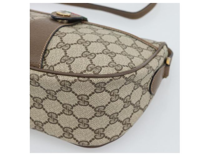 GUCCI GG Supreme Web Sherry Line Bag PVC Beige Gold 89 02 032 Auth 195081 Bege Dourado - vista 14