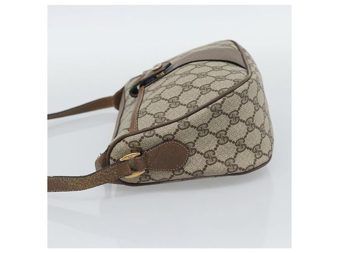 GUCCI GG Supreme Web Sherry Line Bag PVC Beige Gold 89 02 032 Auth 195081 Bege Dourado - vista 3