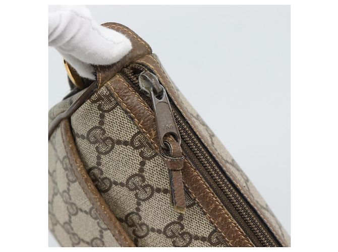 GUCCI GG Supreme Web Sherry Line Bag PVC Beige Gold 89 02 032 Auth 195081 Bege Dourado - vista 9