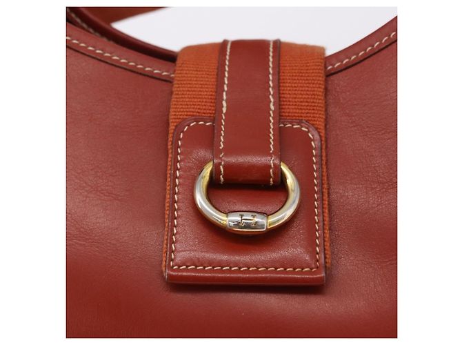 Hermès Borsa a Spalla HERMES Sako Pelle Marrone Gold Auth 195752M D'oro - vista 17