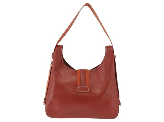 Hermès Borsa a Spalla HERMES Sako Pelle Marrone Gold Auth 195752M D'oro - vista 2