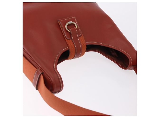 Hermès Borsa a Spalla HERMES Sako Pelle Marrone Gold Auth 195752M D'oro - vista 6