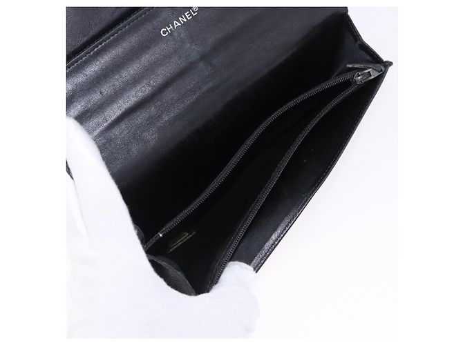 CHANEL Neue Reise Geldbörse Kaviarleder 2 Set Schwarz CC Auth bs36767 - Ansicht 17