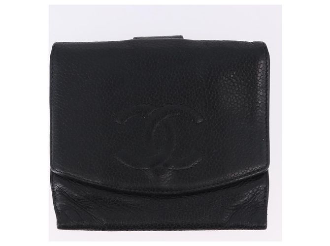 CHANEL Neue Reise Geldbörse Kaviarleder 2 Set Schwarz CC Auth bs36767 - Ansicht 2