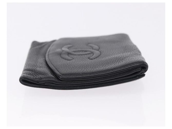 CHANEL Neue Reise Geldbörse Kaviarleder 2 Set Schwarz CC Auth bs36767 - Ansicht 4