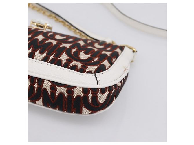 Miu Miu Schultertasche mit Kette Canvas 2way Beige Gold Auth 195364V - Ansicht 16