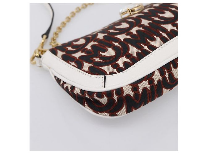 Miu Miu Schultertasche mit Kette Canvas 2way Beige Gold Auth 195364V - Ansicht 17