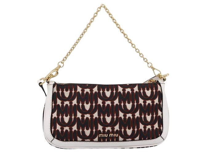 Miu Miu Schultertasche mit Kette Canvas 2way Beige Gold Auth 195364V - Ansicht 2