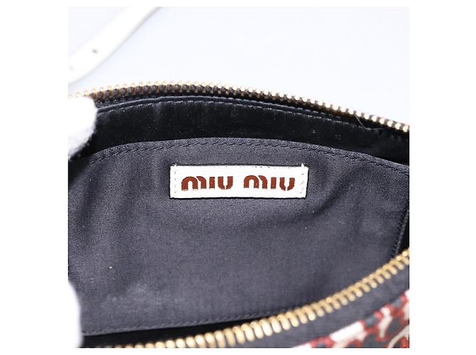 Miu Miu Schultertasche mit Kette Canvas 2way Beige Gold Auth 195364V - Ansicht 20