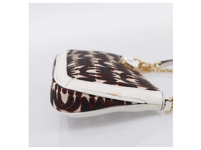 Miu Miu Schultertasche mit Kette Canvas 2way Beige Gold Auth 195364V - Ansicht 4
