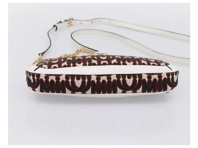 Miu Miu Schultertasche mit Kette Canvas 2way Beige Gold Auth 195364V - Ansicht 5