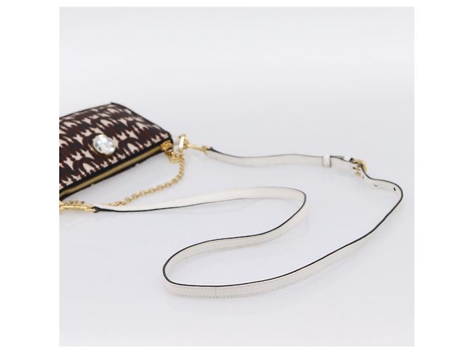 Miu Miu Schultertasche mit Kette Canvas 2way Beige Gold Auth 195364V - Ansicht 8