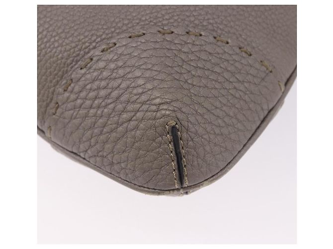 FENDI Celeria Schultertasche aus Leder Grau Silber authentisch 195653V Braun - Ansicht 16
