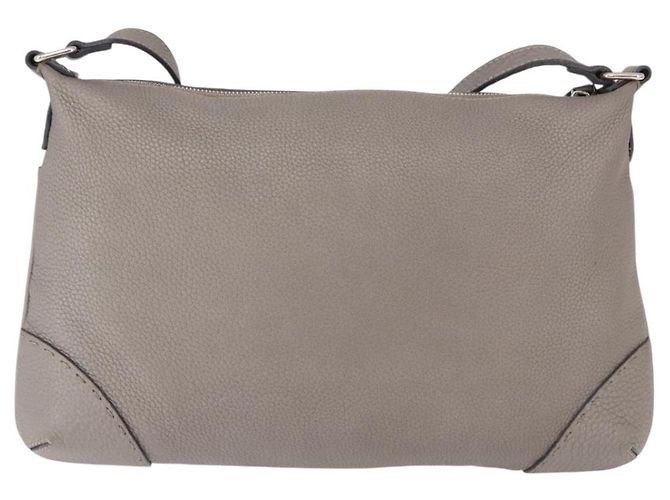 FENDI Celeria Schultertasche aus Leder Grau Silber authentisch 195653V Braun - Ansicht 2