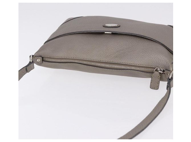 FENDI Celeria Schultertasche aus Leder Grau Silber authentisch 195653V Braun - Ansicht 6