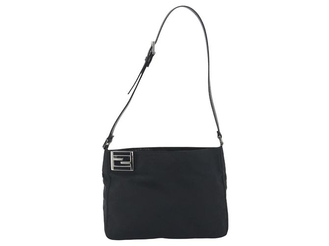 Borsa a tracolla FENDI Nylon Black Silver Auth 195365A Nero Argento - vista 13