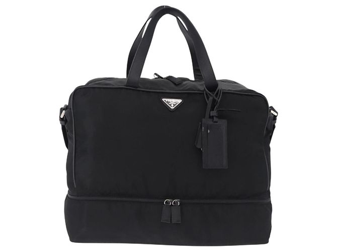 Borsa Boston PRADA Nylon 2way Nero Argento Auth 194039 - vista 13