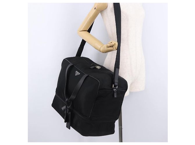 Borsa Boston PRADA Nylon 2way Nero Argento Auth 194039 - vista 31