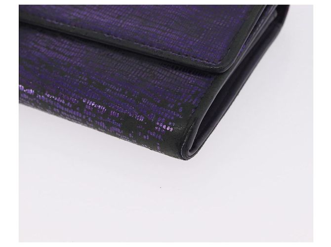 CHANEL Langer Geldbeutel Leder Lila CC Auth 196318 - Ansicht 14