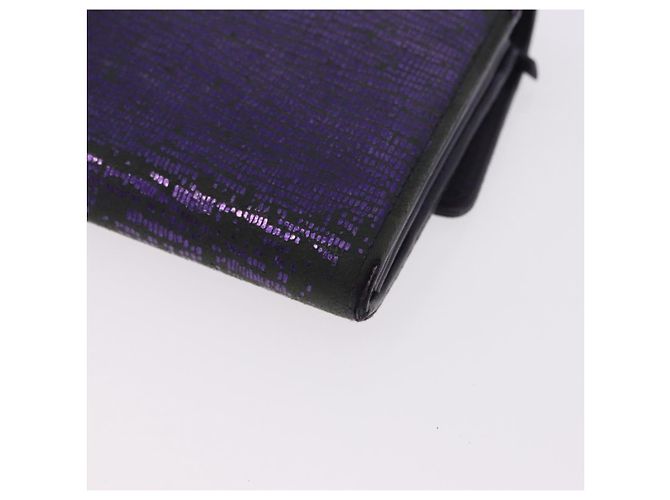 CHANEL Langer Geldbeutel Leder Lila CC Auth 196318 - Ansicht 16