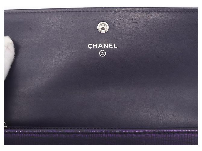CHANEL Langer Geldbeutel Leder Lila CC Auth 196318 - Ansicht 17