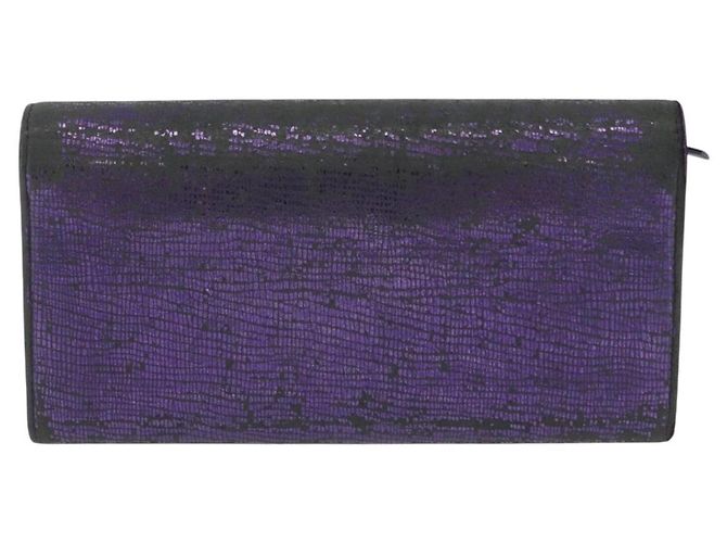 CHANEL Langer Geldbeutel Leder Lila CC Auth 196318 - Ansicht 2