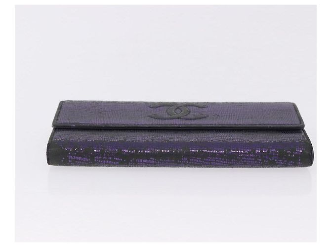 CHANEL Langer Geldbeutel Leder Lila CC Auth 196318 - Ansicht 6