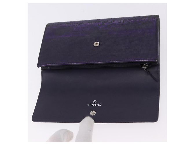CHANEL Langer Geldbeutel Leder Lila CC Auth 196318 - Ansicht 8
