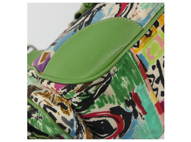Borsa a mano PRADA Nylon Green Silver Auth 195238A Argento Verde - vista 14